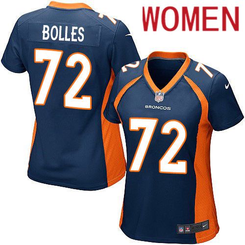 Women Denver Broncos #72 Garett Bolles Nike Navy Game NFL Jersey->women nfl jersey->Women Jersey